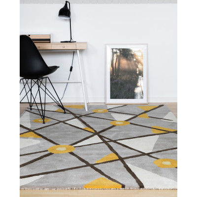 Geometry Grey Håndtuftet Tæppe