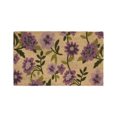 Ruco print Flowers purple - dørmåtte i kokos