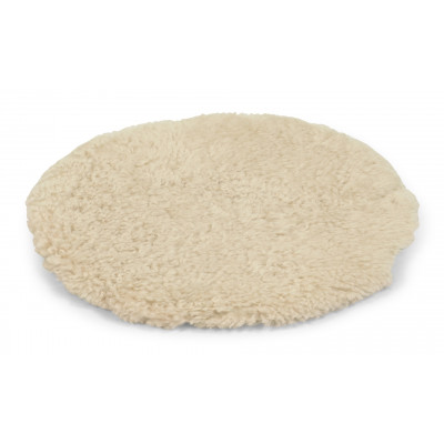 Curly pad beige - rund stolehynde med polstring i krøllet fåreskind