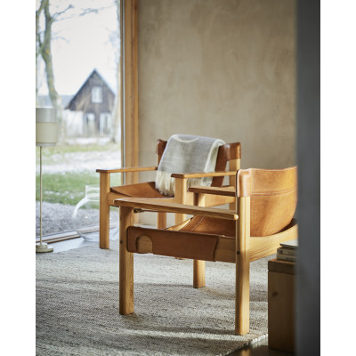 Merino natural beige - håndvævet uldtæppe