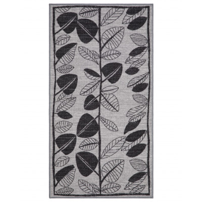 Löv grå - tæppe med gummieret underside