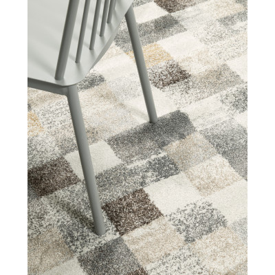 Chess Grå Creme Maskinvævet Tæppe