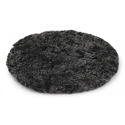 Curly pad mørkegrå - rund stolehynde med polstring i krøllet fåreskind