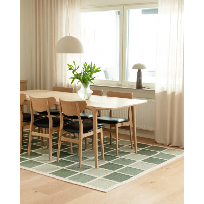 Vika grøn - håndvævet uldtæppe