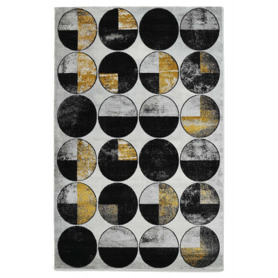 Art Circle sort/guld - maskinvævet tæppe
