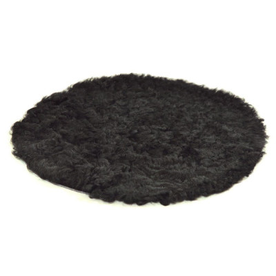 Billede af Curly sort - rund stolehynde i krøllet fåreskind