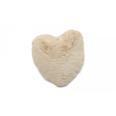 Fluffy heart beige - pude i kunstmateriale
