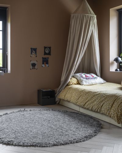 Slite rund sølv - håndvævet uldtæppe