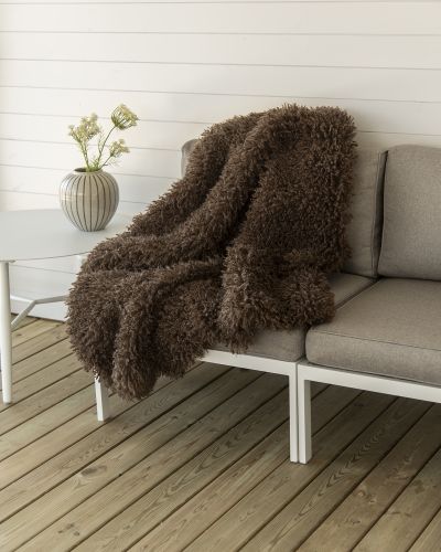 Wooly brown – imiteret fåreskindsplaid