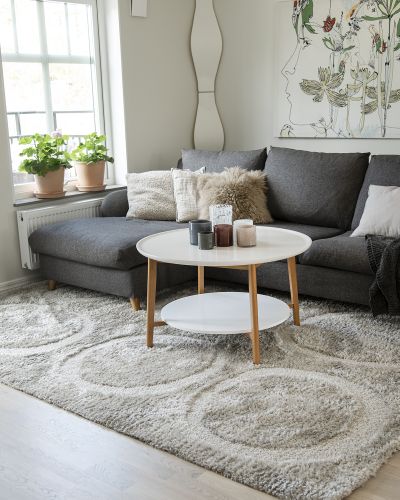 Geometric Dot hør - ryatæppe