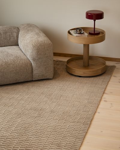 Jelling beige - håndvævet uldtæppe