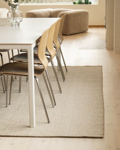 Herning beige - håndvævet uldtæppe