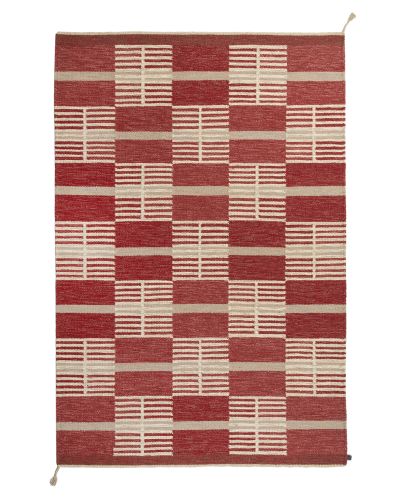 Lindö rød - håndvævet uldtæppe