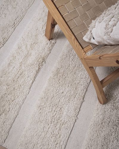 Astoria white - håndvævet uldtæppe
