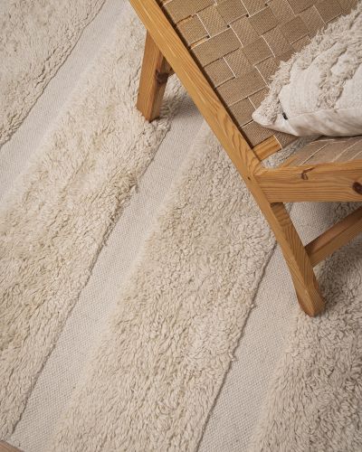 Astoria white - håndvævet uldtæppe