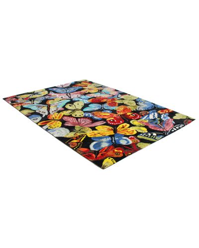 Butterflies sort - Håndtuftet tæppe