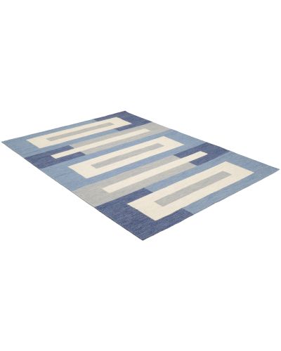 Soho blå - handvävd ullmatta