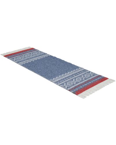 Mette blå/rød - garntæppe