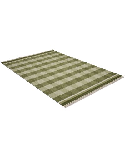 Lino grøn - håndvævet uldtæppe