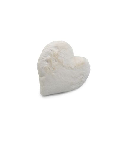 Fluffy heart ivory - pude i imiteret pels