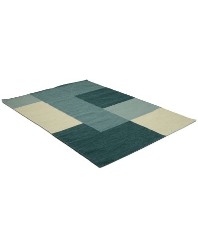 Ascot petrol - håndvævet uldtæppe