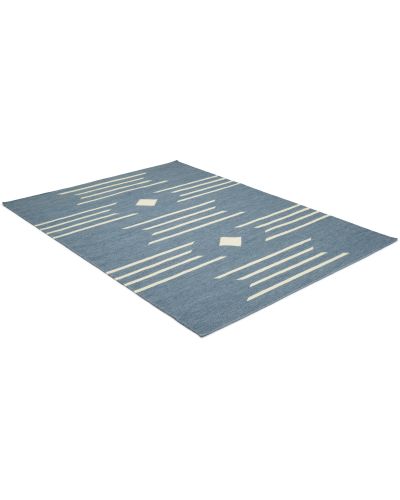 Prisma blå - håndvævet uldtæppe