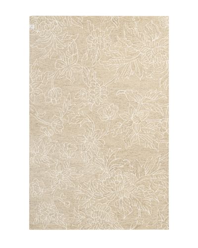 Flora beige - håndtuftet uldtæppe