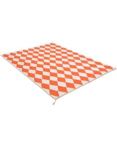 Harlequin orange - håndvævet uldtæppe