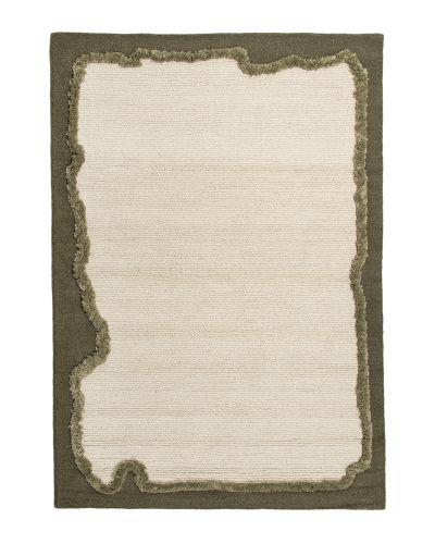 Sisak grøn - håndtuftet uldtæppe