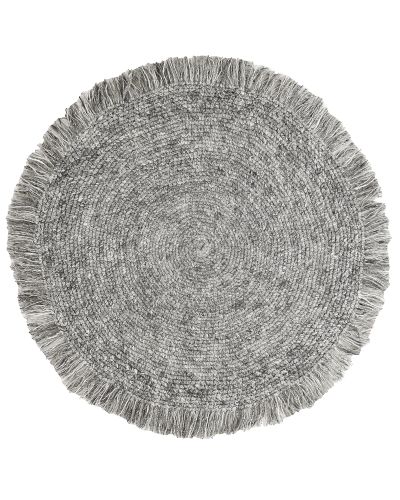 Slite rund sølv - håndvævet uldtæppe