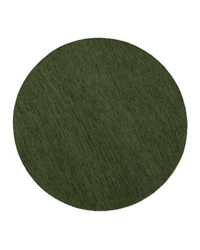 Solliden rund dark green - håndvævet uldtæppe