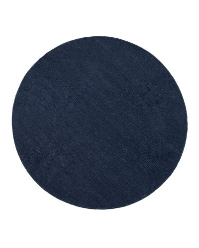 Solliden rund dark blue - håndvævet uldtæppe