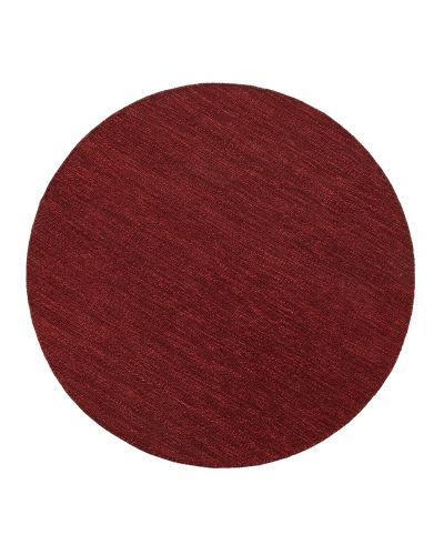 Solliden rund red - håndvævet uldtæppe