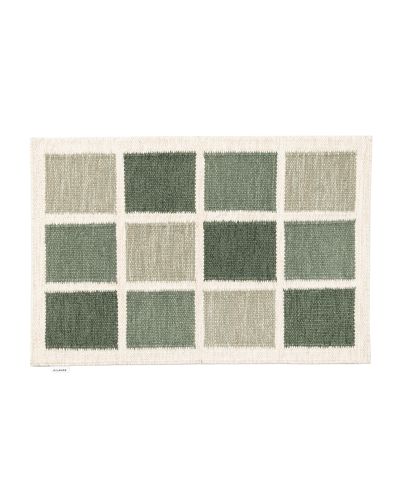 Vika dørmåtte grøn - håndvævet uldtæppe