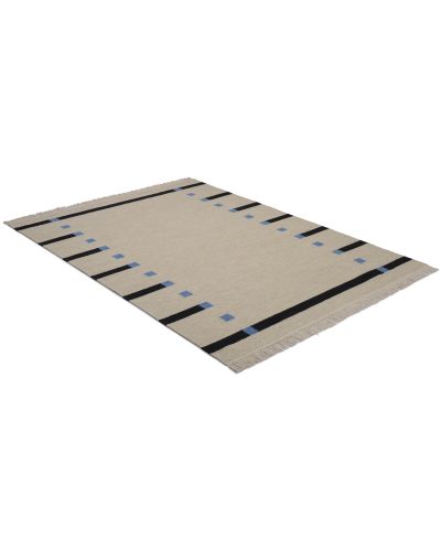 Vinga blå - håndvævet uldtæppe