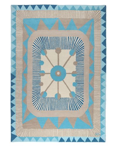 Zigzag blue - håndtuftet tæppe