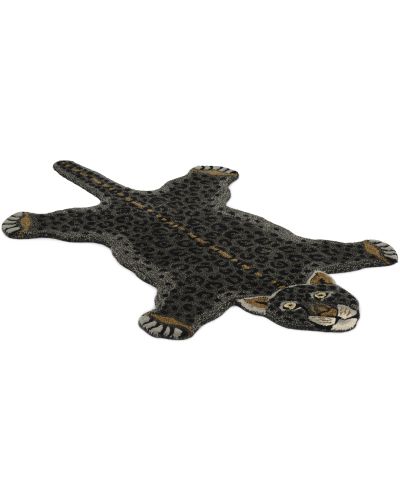 Leopard sort - håndtuftet tæppe
