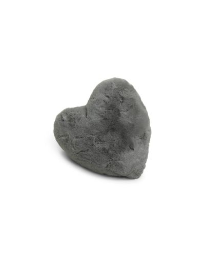 Fluffy heart grå - pude i imiteret pels