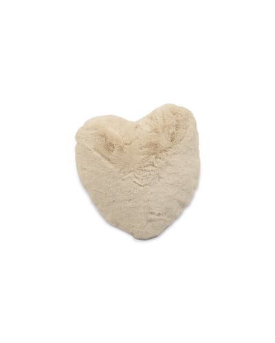 Fluffy heart beige - pude i imiteret pels