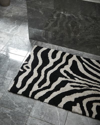 Zebra simply sort/hvid - badeværelsesmåtte