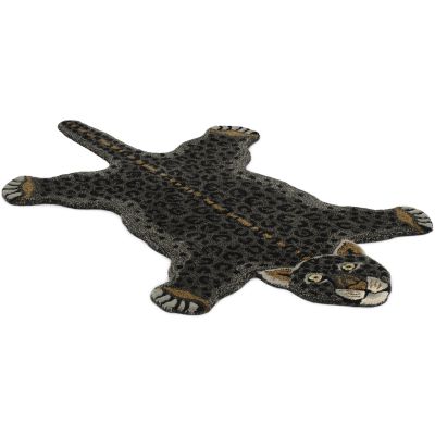 Leopard sort - håndtuftet tæppe