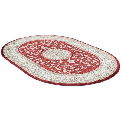 Dubai Medallion oval rød - maskinvævet tæppe