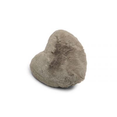 Fluffy heart taupe - pude i kunstmateriale