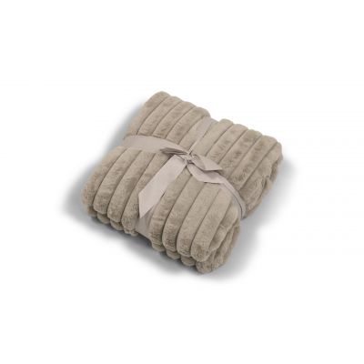 Stripy taupe - plaid i kunstmateriale