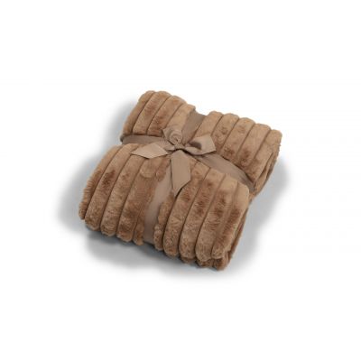 Stripy cognac - plaid i kunstmateriale