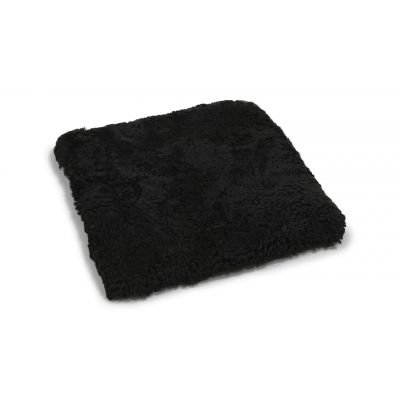 Curly pad sort - firkantet stolehynde med polstring i krøllet fåreskind