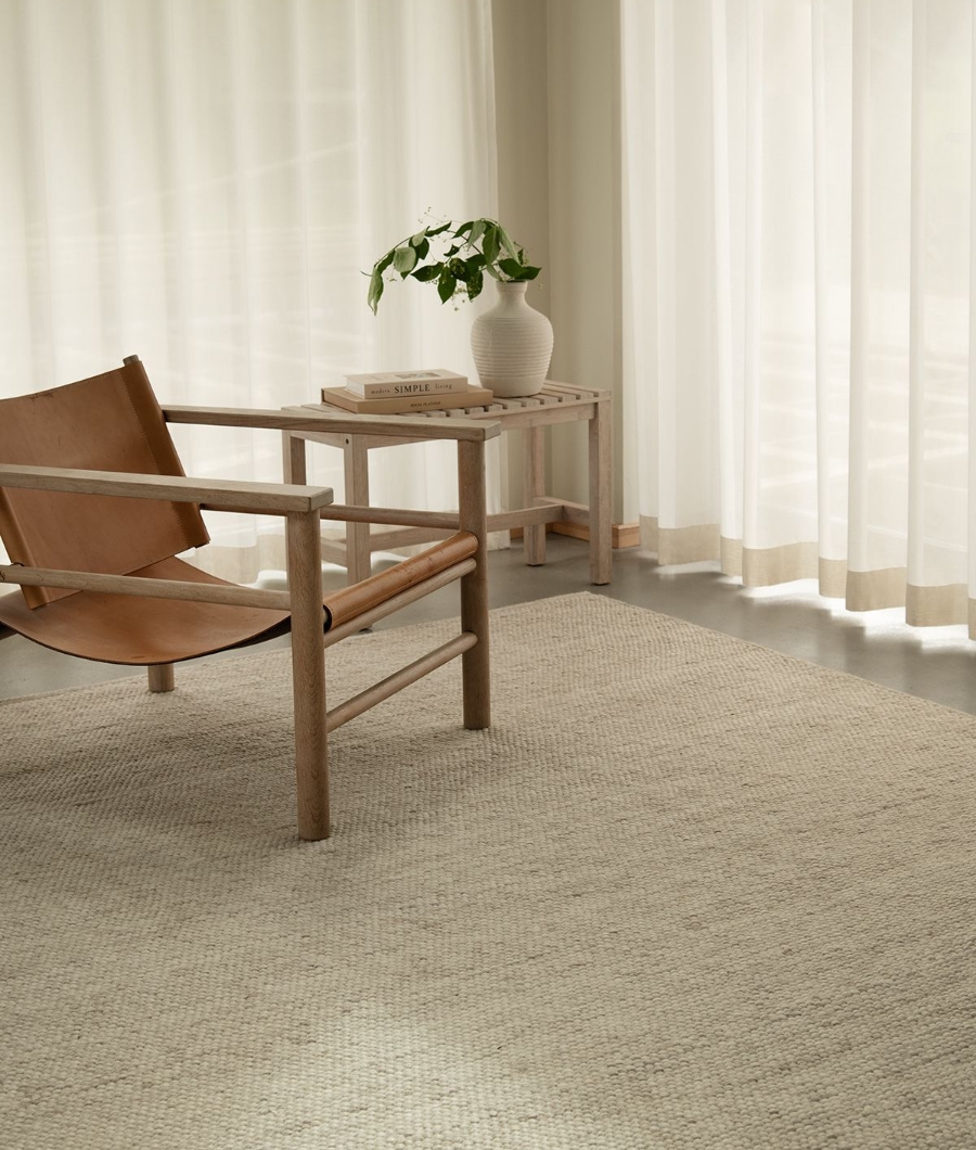 Beige uldtæppe