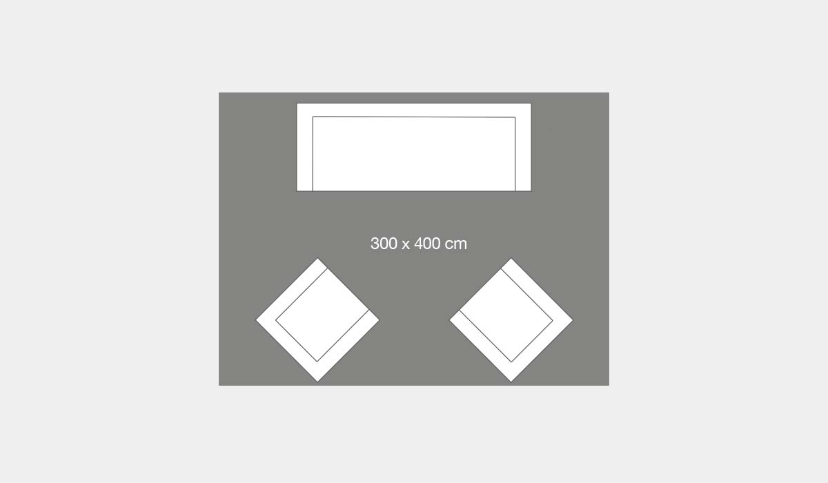 Størrelsesguide tæpper 300 x 400 cm