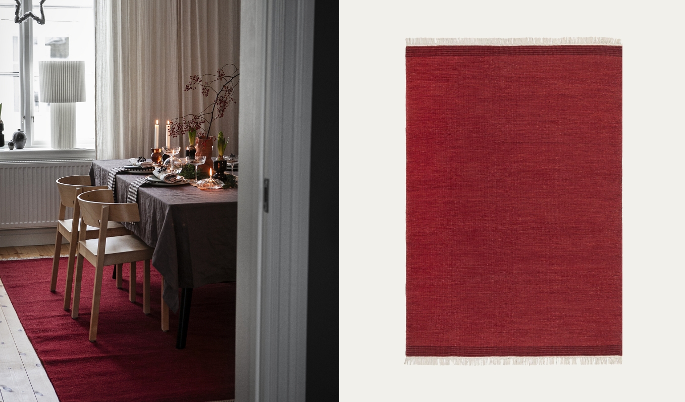 Julelig måtte under spisebordet